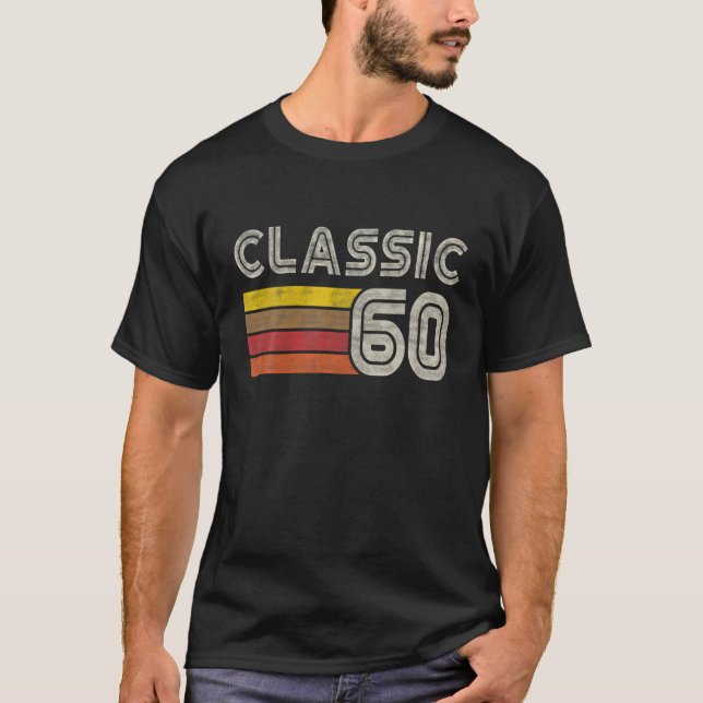 Classic Retro Number 60 - Geboren 1960 - Turn 60 B T-Shirt (Vorderseite)
