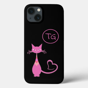 Classic Retro Pink Kitty Cat Schwanz Monogramm Case-Mate iPhone Hülle