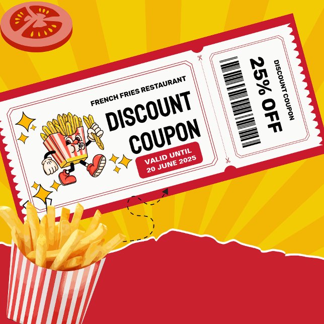 Classic Retro Quirky Cartoon French Fries Werbekarte (Von Creator hochgeladen)