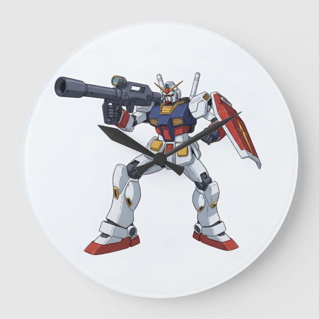Classic Retro RX-78-2 Gundam Mecha Anime Illustrat Große Wanduhr (Vorderseite)