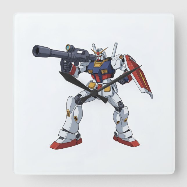 Classic Retro RX-78-2 Gundam Mecha Anime Illustrat Quadratische Wanduhr (Vorderseite)