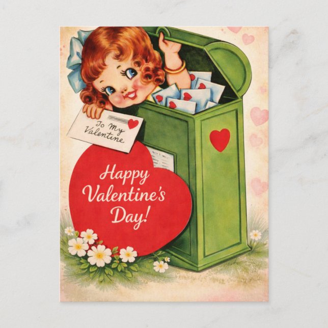 Classic Retro Style Valentine’s Postcard  Postkarte (Vorderseite)