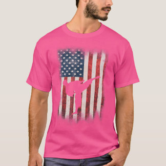 Classic Retro US American Flag Taekwondo Karate S T-Shirt