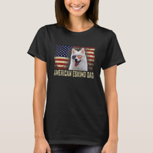 Classic Retro USA Flag American Eskimo Vater Fathe T-Shirt