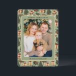 Classic Retro Vintage Photo Christmas Feiertagskarte<br><div class="desc">Celebrate the season with this vintage-inspired Christmas photo card featuring a festive border of holly, ornaments, and wrapped gifts in a warm, nostalgic color palette. The elegant frame highlights your personal photo, while the top reads “Merry Christmas” and the bottom features your family name and year. Perfect for sending heartfelt...</div>