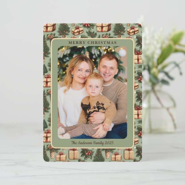 Classic Retro Vintages Foto Weihnachten (Stehend Vorderseite)