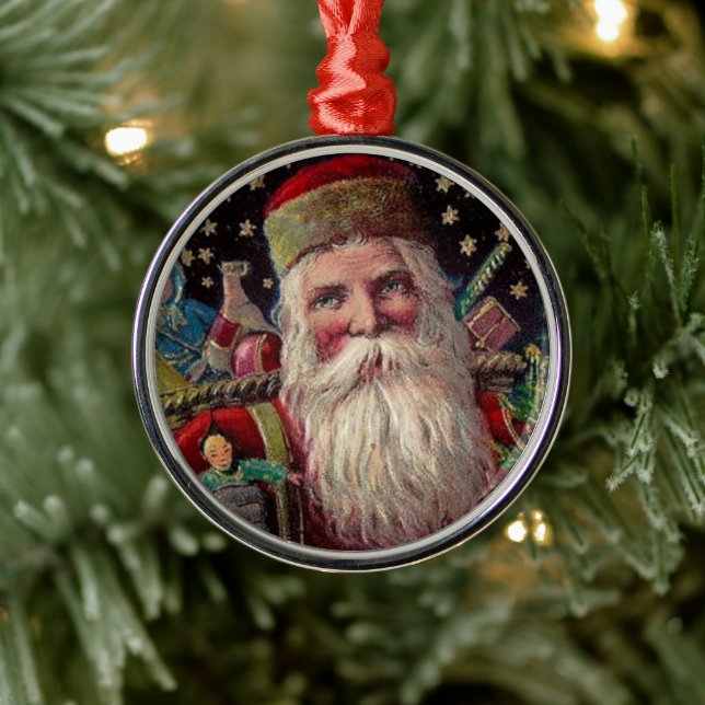 Classic Retro Weihnachtsfeier Silbernes Ornament (Baum)
