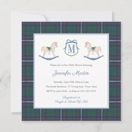 Classic Rocking Horse Tartan Winter Baby Shower Einladung