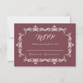 Classic Romantic Rosewood Ornately Framed Wedding RSVP Karte