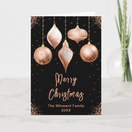 Classic Rose Gold Ornaments Merry Christmas Feiertagskarte