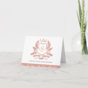 Classic Rose Gold Wappen Hochzeit Dankeschön Card Dankeskarte