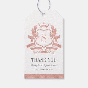 Classic Rose Gold Wappen Hochzeit Vielen Dank für  Geschenkanhänger