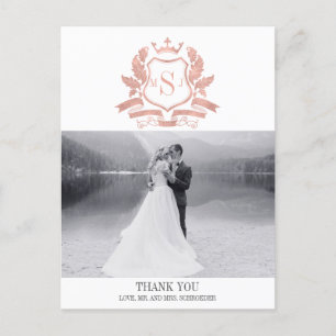 Classic Rose Gold Wappen Hochzeit Vielen Dank Post Postkarte