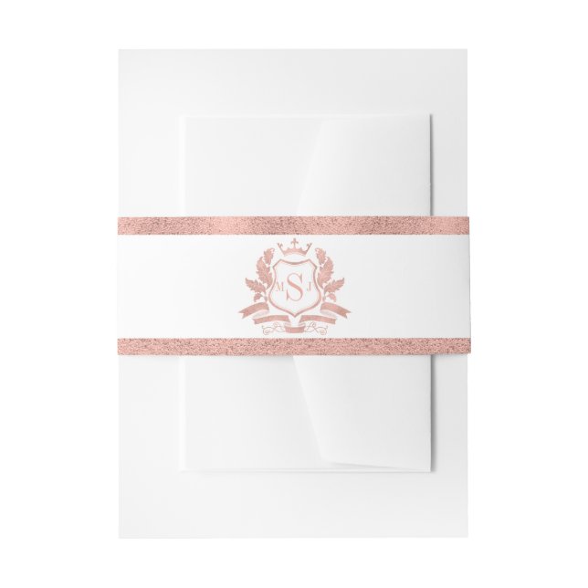 Classic Rose Gold Wappen Hochzeitseinladung Einladungsbanderole (Vorderseite Beispiel)