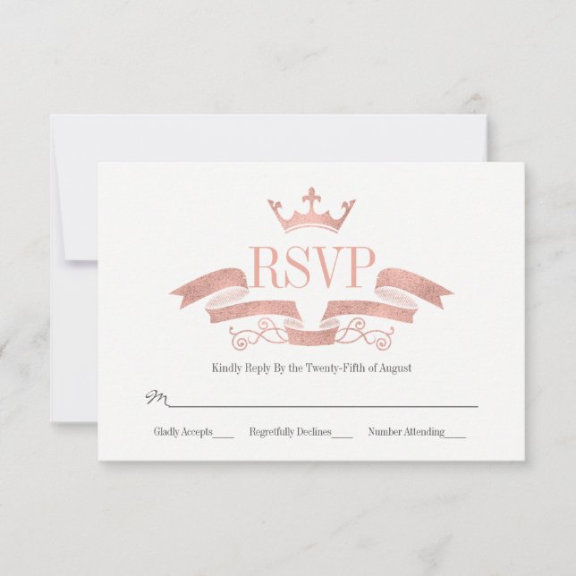 Classic Rose Gold Wappen Wedding RSVP Card (Vorderseite)