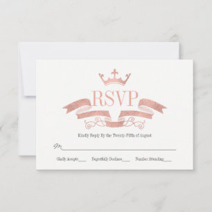 Classic Rose Gold Wappen Wedding RSVP Card