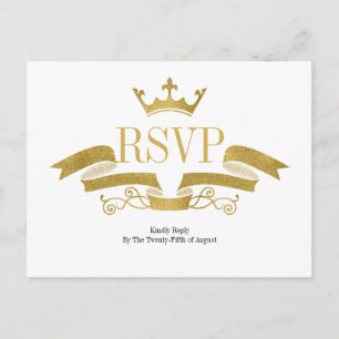 Classic Rose Gold Wappen Wedding RSVP Postcard Einladungspostkarte
