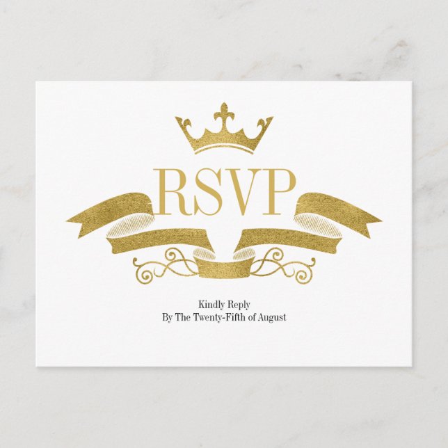 Classic Rose Gold Wappen Wedding RSVP Postcard Einladungspostkarte (Vorderseite)