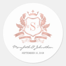Classic Rose Gold Wappen Wedding Sticker