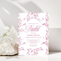 Classic Rose Pattern Floral Bridal Shower Invites