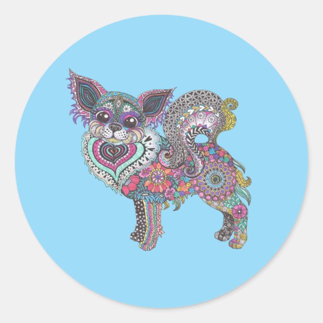 Classic Round Chihuahua Sticker (Vorderseite)