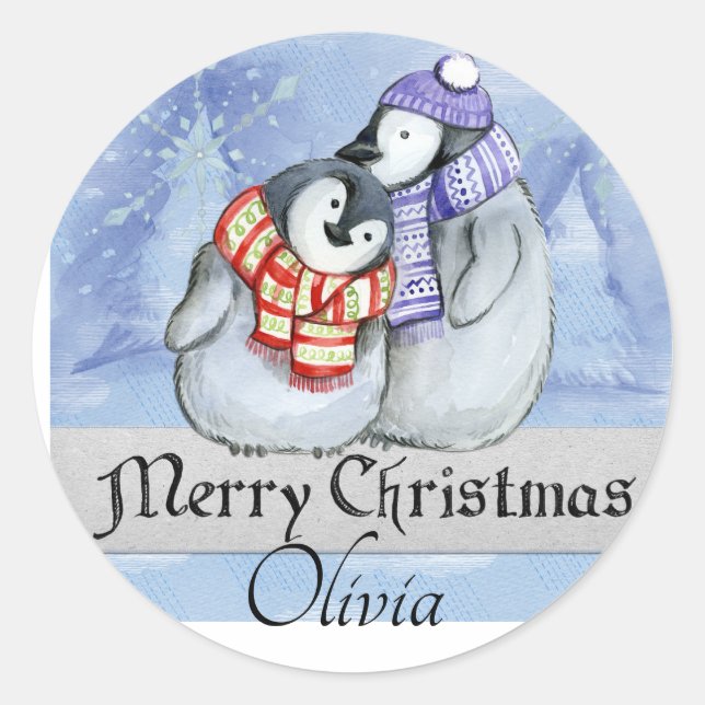 Classic Round Christmas Sticker (Vorderseite)