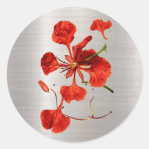 Classic Round Sticker Royal Poinciana