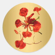 Classic Round Sticker Royal Poinciana