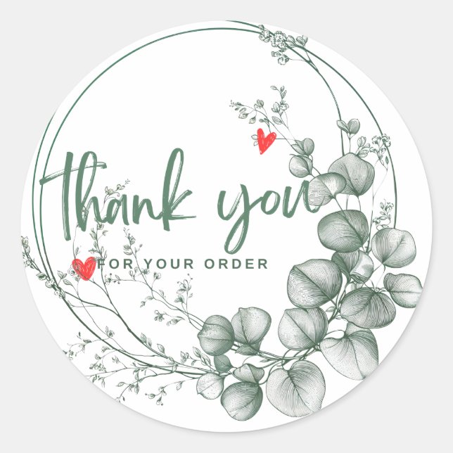 Classic Round Stickers, vielen Dank für die Bestel Runder Aufkleber (Vorderseite)