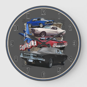 Classic Route 66 Muscle Cars Große Uhr