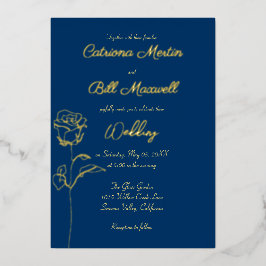 Classic Royal Blue and Gold Wedding Einladung
