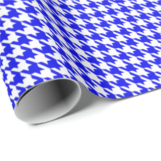 Classic Royal Blue and White Houndstooth Pattern Geschenkpapier