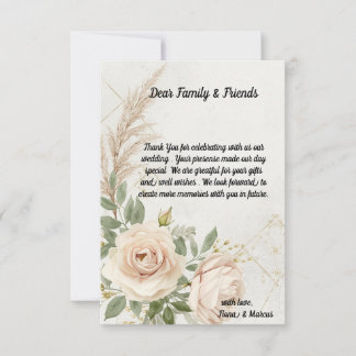 Classic Rustic Boho Rose Hochzeit Dankeskarte