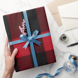 Classic Rustic Red Black Crimson Plaid Pattern Geschenkpapier