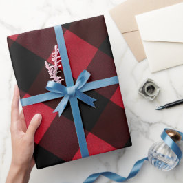 Classic Rustic Red Black Crimson Plaid Pattern Geschenkpapier