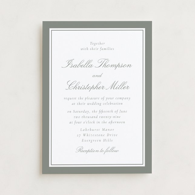 Classic Sage Border Formal Wedding Invitation Einladung (Von Creator hochgeladen)