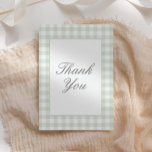 Classic Sage Gingham Boy Baby Shower Dankeskarte<br><div class="desc">Vielen Dank an Freunde und Familie,  die Ihre Babydusche mit dieser eleganten Salbei Gingham Dankeschön-Karte besucht haben.</div>