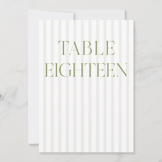 Classic Sage Green & Beige Wedding 18 Tischnummern (Vorderseite)