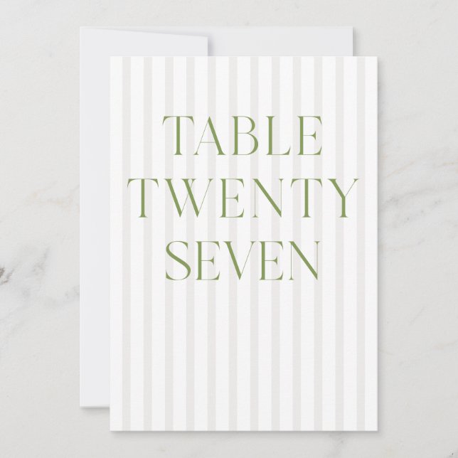 Classic Sage Green & Beige Wedding 27 Tischnummern (Vorderseite)