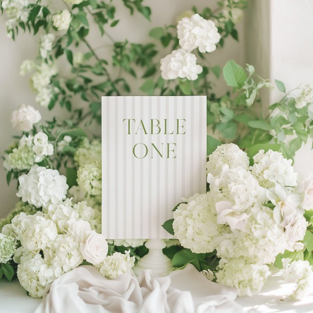 Classic Sage Green & Beige Wedding Tischnummer (Classic Sage Green & Beige Wedding Table Number)