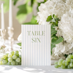 Classic Sage Green & Blue Wedding Tischnummer