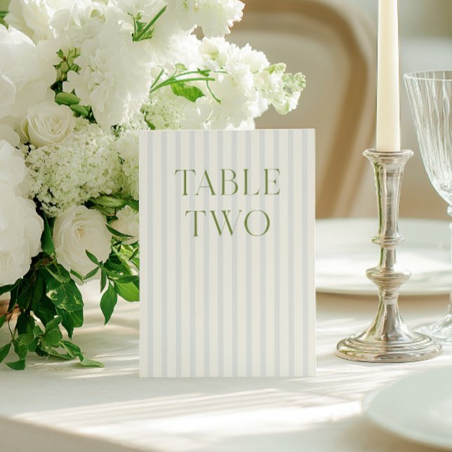 Classic Sage Green & Blue Wedding Tischnummer (Classic Sage Green & Blue Wedding Table Number)