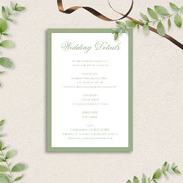 Classic Sage Green Border Script Wedding Details Begleitkarte