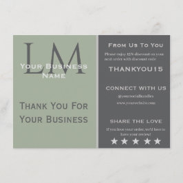 Classic Sage Green Business Branding Thank You Begleitkarte