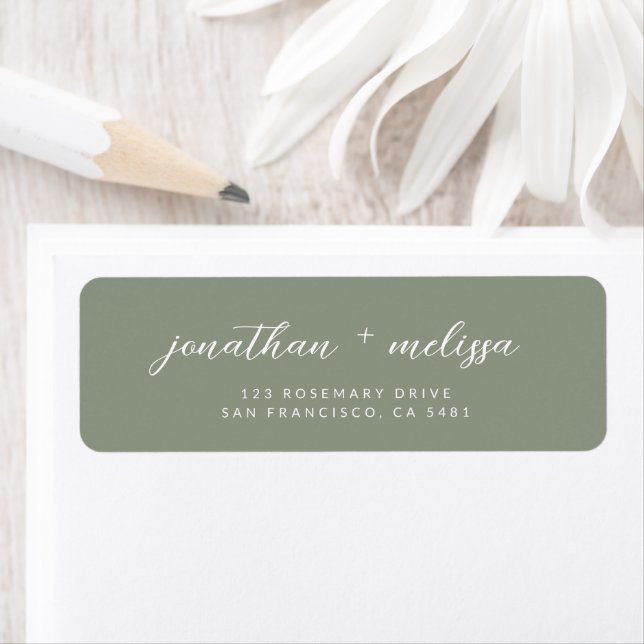 Classic Sage Green Calligraphy Wedding Address (Insitu)