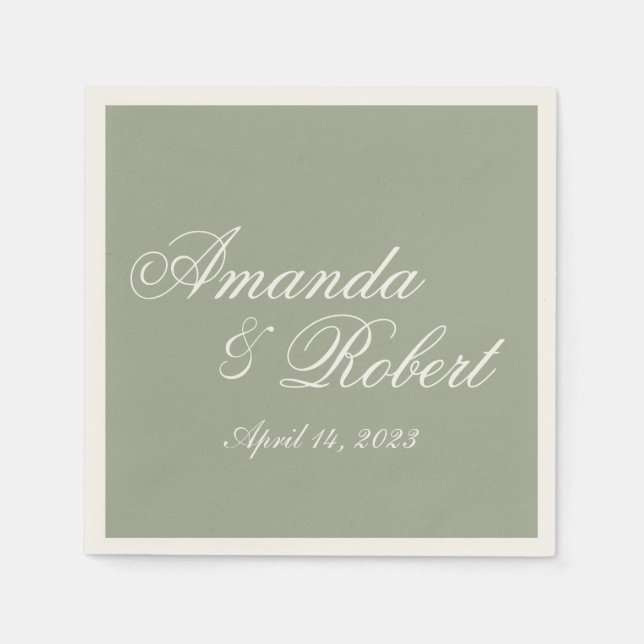 Classic Sage Green Custom Wedding Paper Napkin Serviette (Vorderseite)