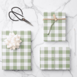 Classic Sage Green Kariert Geschenkpapier Set