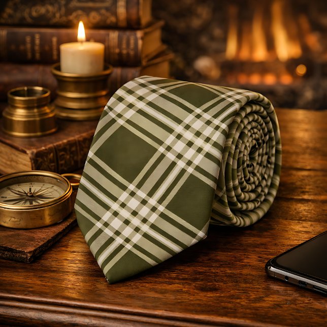 Classic Sage Green Kariert Krawatte (Von Creator hochgeladen)