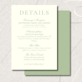Classic Sage Green Minimalist Wedding Details Begleitkarte