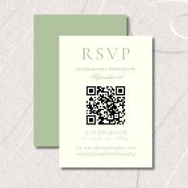 Classic Sage Green Minimalist Wedding QR Code RSVP Karte
